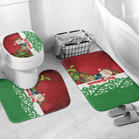 Meri Kirihimete New Zealand Bathroom Set Cute Santa NZ Animals and Pohutukawa LT14 Mat Set Only (3 pcs) One Size Red - Polynesian Pride