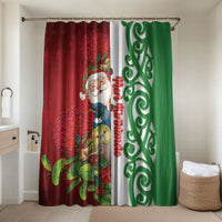 Meri Kirihimete New Zealand Bathroom Set Cute Santa NZ Animals and Pohutukawa LT14 Shower Curtain Only Red - Polynesian Pride