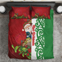 Meri Kirihimete New Zealand Bedding Set Cute Santa NZ Animals and Pohutukawa LT14 Red - Polynesian Pride