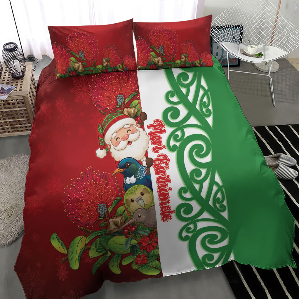 Meri Kirihimete New Zealand Bedding Set Cute Santa NZ Animals and Pohutukawa LT14 - Polynesian Pride