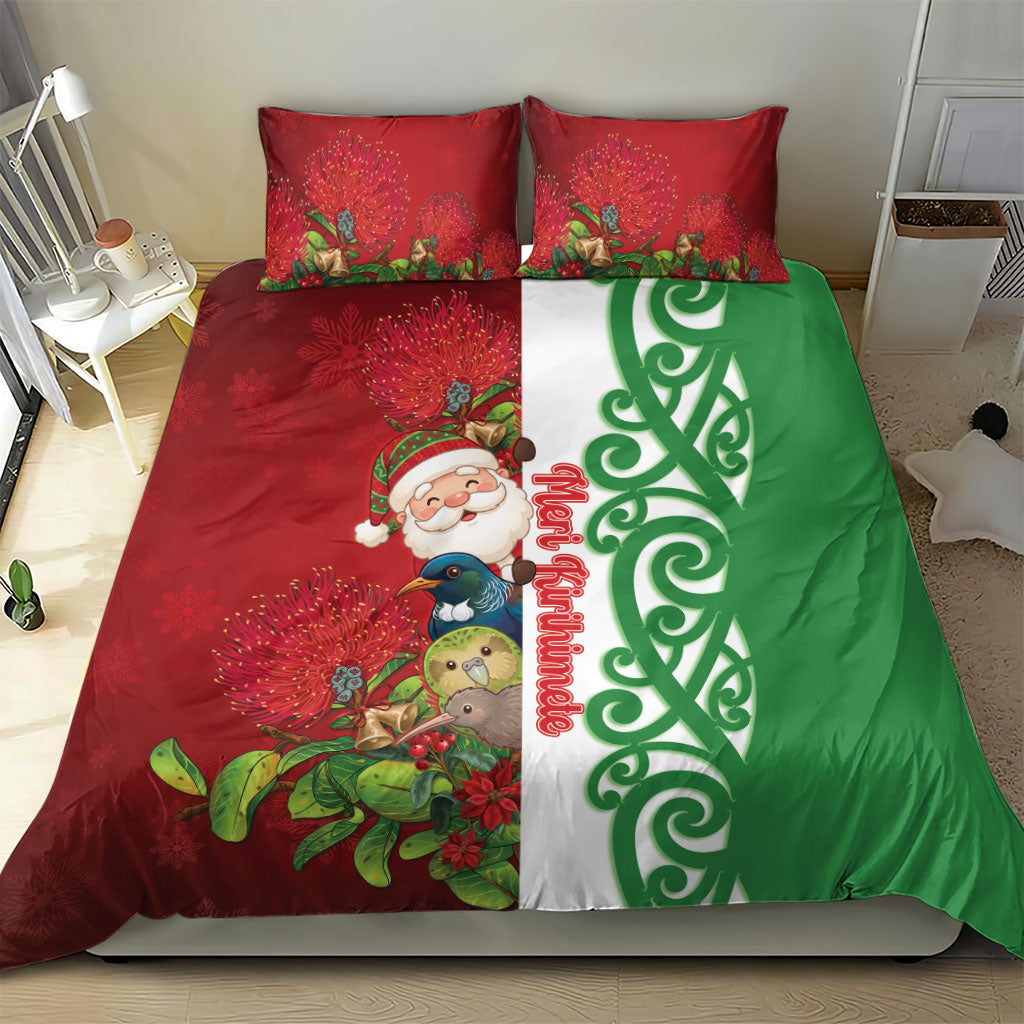 Meri Kirihimete New Zealand Bedding Set Cute Santa NZ Animals and Pohutukawa LT14 - Polynesian Pride