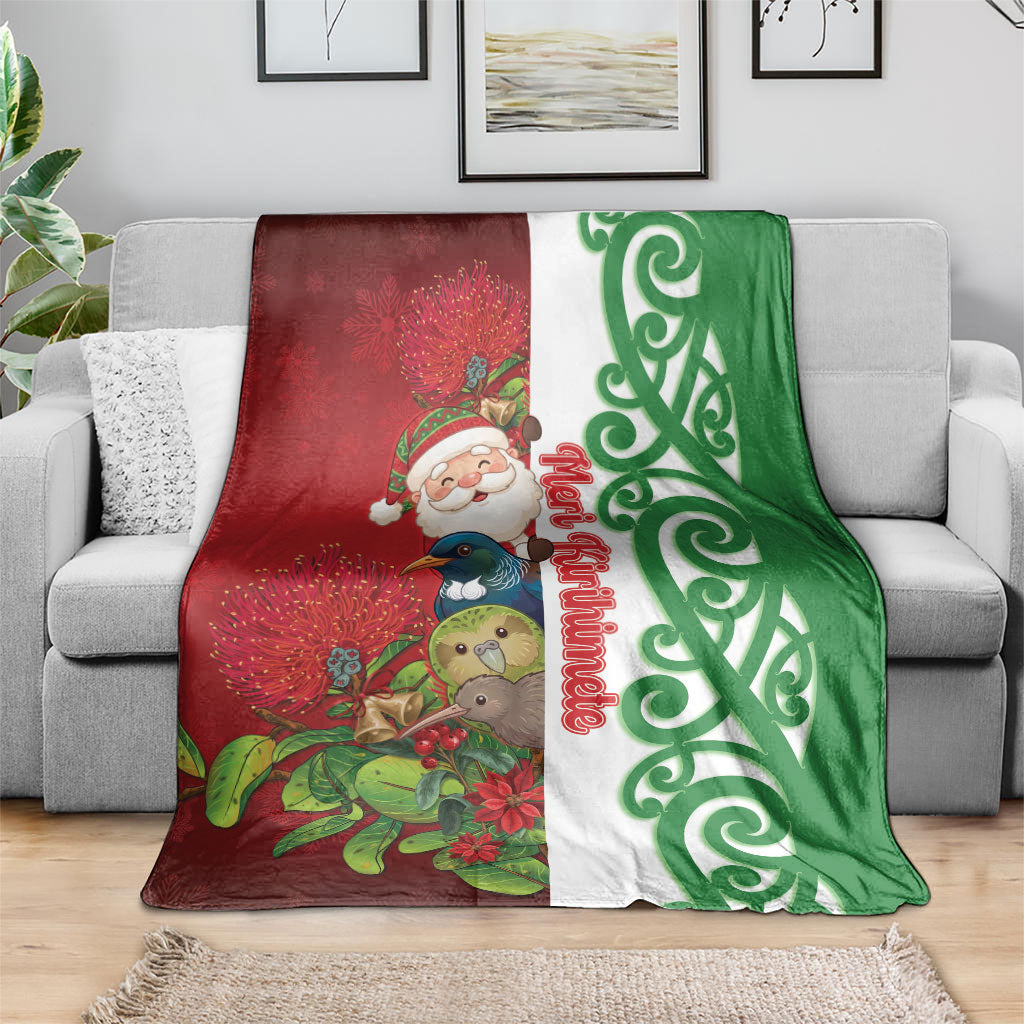 Meri Kirihimete New Zealand Blanket Cute Santa NZ Animals and Pohutukawa LT14 - Polynesian Pride
