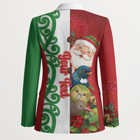 Meri Kirihimete New Zealand Personalised Blazer Cute Santa NZ Animals and Pohutukawa LT14 - Polynesian Pride