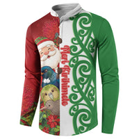 Meri Kirihimete New Zealand Personalised Button Sweatshirt Cute Santa NZ Animals and Pohutukawa LT14 - Polynesian Pride