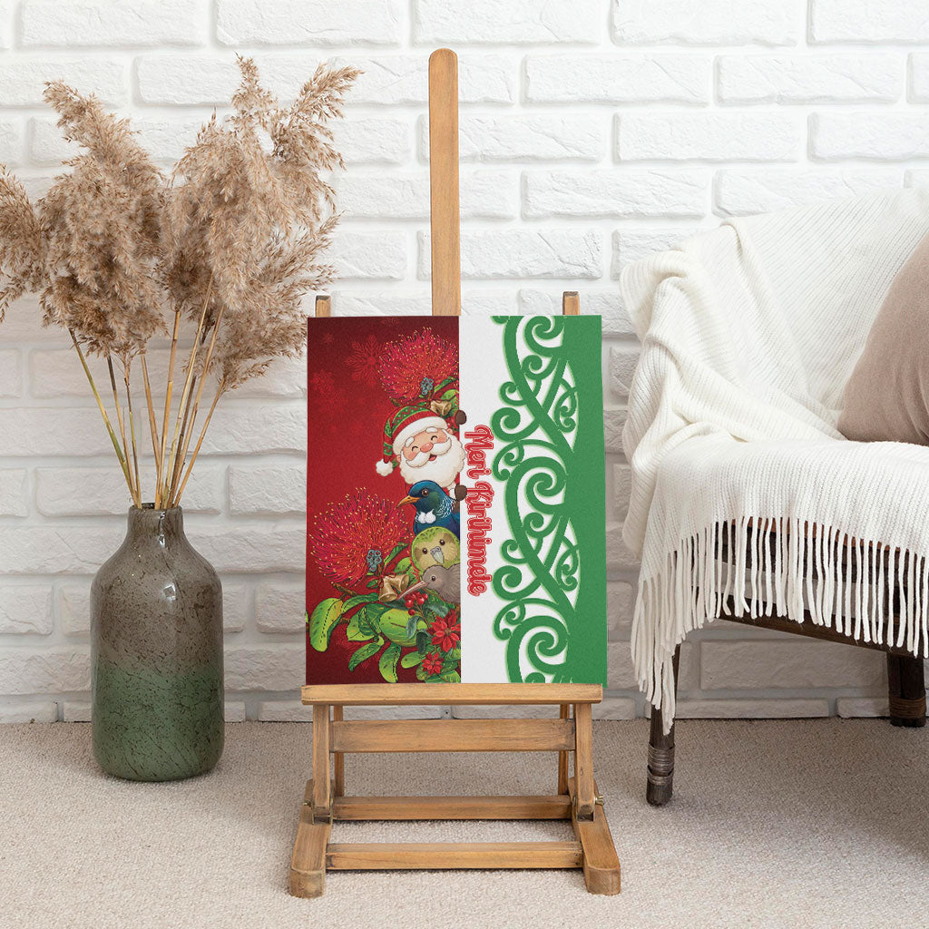 Meri Kirihimete New Zealand Canvas Wall Art Cute Santa NZ Animals and Pohutukawa LT14 - Polynesian Pride