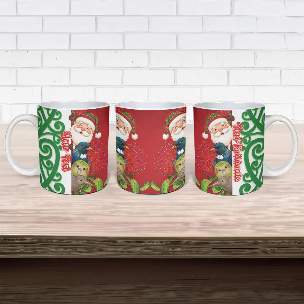 Meri Kirihimete New Zealand Personalised Ceramic Mug Cute Santa NZ Animals and Pohutukawa LT14 - Polynesian Pride