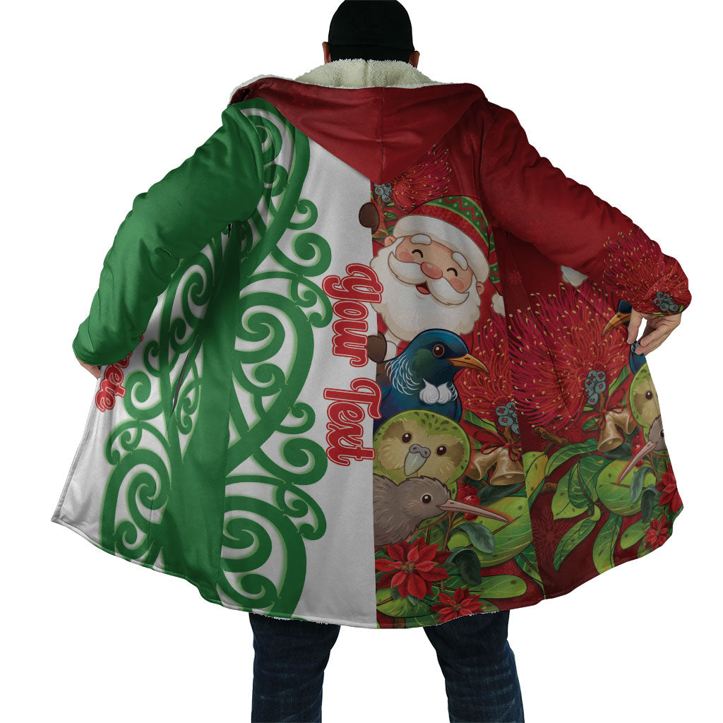 Meri Kirihimete New Zealand Personalised Cloak Cute Santa NZ Animals and Pohutukawa LT14 - Polynesian Pride