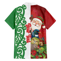 Meri Kirihimete New Zealand Personalised Family Matching Summer Maxi Dress and Hawaiian Shirt Cute Santa NZ Animals and Pohutukawa LT14 - Polynesian Pride