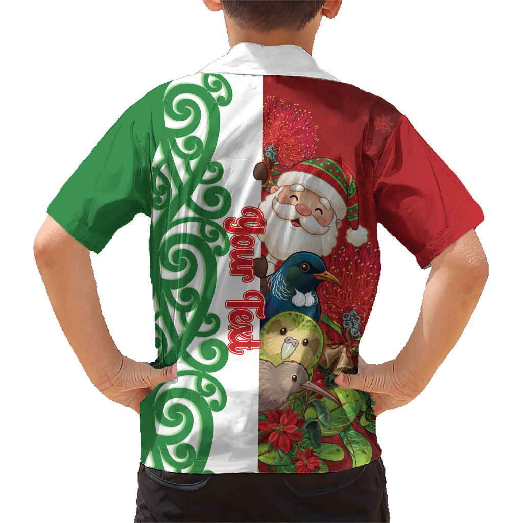 Meri Kirihimete New Zealand Personalised Family Matching Tank Maxi Dress and Hawaiian Shirt Cute Santa NZ Animals and Pohutukawa LT14 - Polynesian Pride