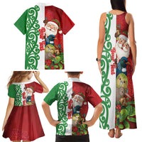 Meri Kirihimete New Zealand Personalised Family Matching Tank Maxi Dress and Hawaiian Shirt Cute Santa NZ Animals and Pohutukawa LT14 - Polynesian Pride