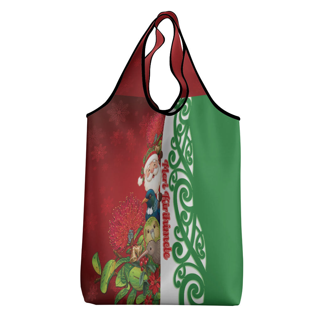 Meri Kirihimete New Zealand Grocery Bag Cute Santa NZ Animals and Pohutukawa LT14 - Polynesian Pride