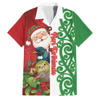 Meri Kirihimete New Zealand Personalised Hawaiian Shirt Cute Santa NZ Animals and Pohutukawa LT14 Red - Polynesian Pride