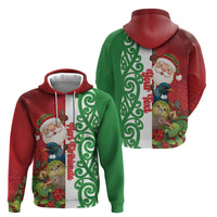 Meri Kirihimete New Zealand Personalised Hoodie Cute Santa NZ Animals and Pohutukawa LT14 - Polynesian Pride