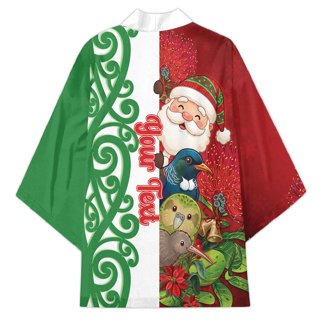 Meri Kirihimete New Zealand Personalised Kimono Cute Santa NZ Animals and Pohutukawa LT14 - Polynesian Pride