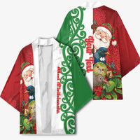 Meri Kirihimete New Zealand Personalised Kimono Cute Santa NZ Animals and Pohutukawa LT14 - Polynesian Pride