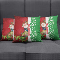 Meri Kirihimete New Zealand Pillow Cover Cute Santa NZ Animals and Pohutukawa LT14 - Polynesian Pride