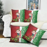 Meri Kirihimete New Zealand Pillow Cover Cute Santa NZ Animals and Pohutukawa LT14 - Polynesian Pride