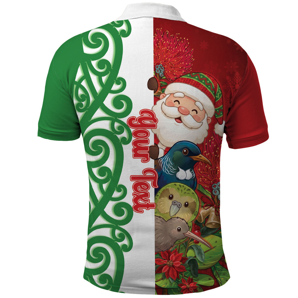 Meri Kirihimete New Zealand Personalised Polo Shirt Cute Santa NZ Animals and Pohutukawa LT14 - Polynesian Pride