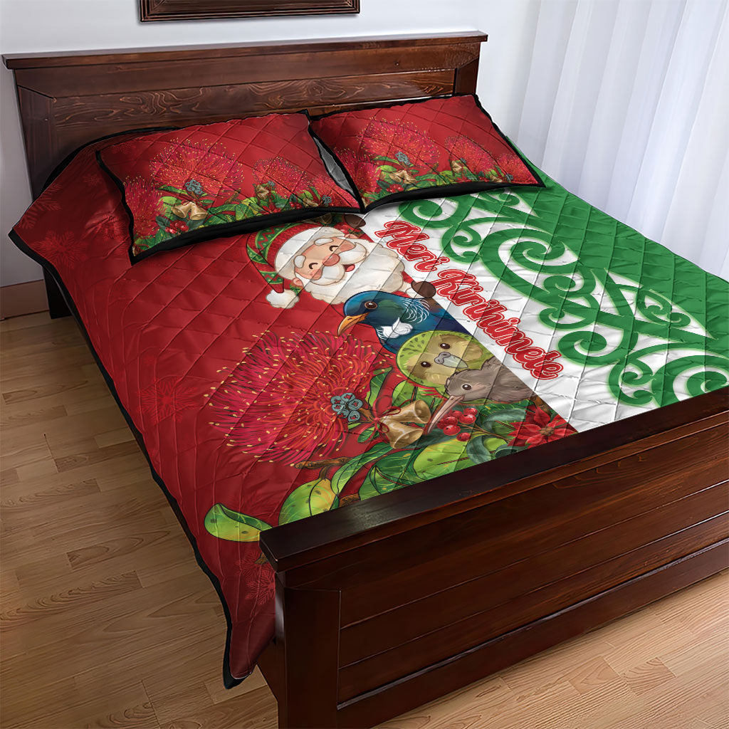 Meri Kirihimete New Zealand Quilt Bed Set Cute Santa NZ Animals and Pohutukawa LT14 - Polynesian Pride