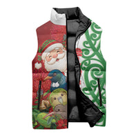 Meri Kirihimete New Zealand Personalised Sleeveless Puffer Jacket Cute Santa NZ Animals and Pohutukawa LT14 - Polynesian Pride