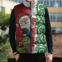 Meri Kirihimete New Zealand Personalised Sleeveless Puffer Jacket Cute Santa NZ Animals and Pohutukawa LT14 - Polynesian Pride