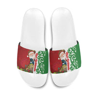 Meri Kirihimete New Zealand Slide Sandals Cute Santa NZ Animals and Pohutukawa LT14 Red - Polynesian Pride