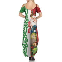 Meri Kirihimete New Zealand Personalised Summer Maxi Dress Cute Santa NZ Animals and Pohutukawa LT14 - Polynesian Pride