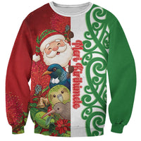 Meri Kirihimete New Zealand Personalised Sweatshirt Cute Santa NZ Animals and Pohutukawa LT14 Unisex Red - Polynesian Pride