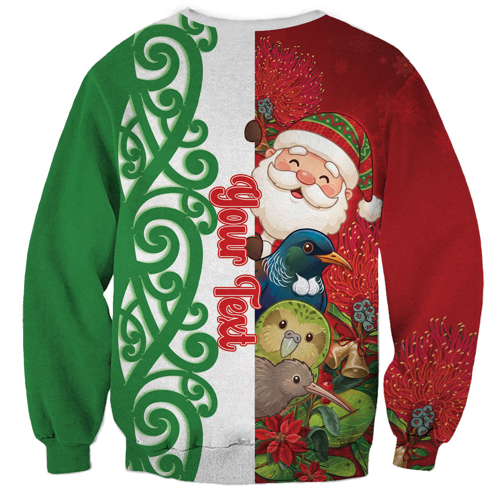 Meri Kirihimete New Zealand Personalised Sweatshirt Cute Santa NZ Animals and Pohutukawa LT14 - Polynesian Pride