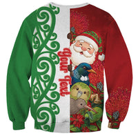 Meri Kirihimete New Zealand Personalised Sweatshirt Cute Santa NZ Animals and Pohutukawa LT14 - Polynesian Pride