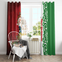 Meri Kirihimete New Zealand Window Curtain Cute Santa NZ Animals and Pohutukawa LT14 - Polynesian Pride