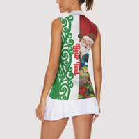 Meri Kirihimete New Zealand Personalised Women Sleeveless Polo Shirt Cute Santa NZ Animals and Pohutukawa LT14 - Polynesian Pride