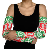 New Zealand Christmas In July Arm Sleeves Meri Kirihimete Hei Tiki Taniko Motifs Seamless LT14 - Polynesian Pride