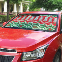 New Zealand Christmas In July Auto Sun Shade Meri Kirihimete Hei Tiki Taniko Motifs Seamless LT14 - Polynesian Pride