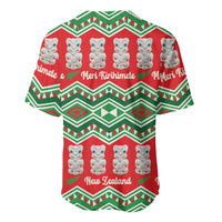 New Zealand Christmas In July Baseball Jersey Meri Kirihimete Hei Tiki Taniko Motifs Seamless LT14 - Polynesian Pride