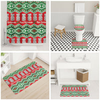 New Zealand Christmas In July Bathroom Set Meri Kirihimete Hei Tiki Taniko Motifs Seamless LT14 - Polynesian Pride