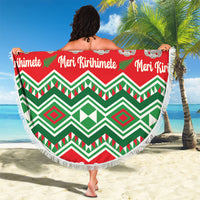 New Zealand Christmas In July Beach Blanket Meri Kirihimete Hei Tiki Taniko Motifs Seamless LT14 - Polynesian Pride