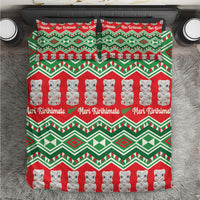 New Zealand Christmas In July Bedding Set Meri Kirihimete Hei Tiki Taniko Motifs Seamless LT14 Red - Polynesian Pride