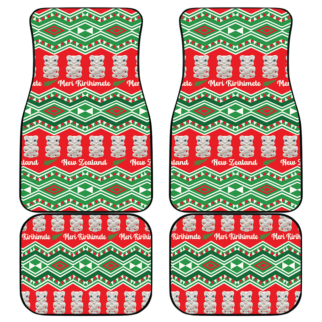 New Zealand Christmas In July Car Mats Meri Kirihimete Hei Tiki Taniko Motifs Seamless LT14 - Polynesian Pride