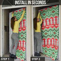 New Zealand Christmas In July Door Cover Meri Kirihimete Hei Tiki Taniko Motifs Seamless LT14 - Polynesian Pride