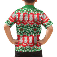 New Zealand Christmas In July Family Matching Long Sleeve Bodycon Dress and Hawaiian Shirt Meri Kirihimete Hei Tiki Taniko Motifs Seamless LT14 - Polynesian Pride