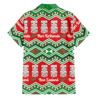 New Zealand Christmas In July Family Matching Puletasi and Hawaiian Shirt Meri Kirihimete Hei Tiki Taniko Motifs Seamless LT14 - Polynesian Pride