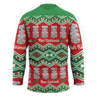 New Zealand Christmas In July Hockey Jersey Meri Kirihimete Hei Tiki Taniko Motifs Seamless LT14 - Polynesian Pride