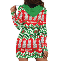 New Zealand Christmas In July Hoodie Dress Meri Kirihimete Hei Tiki Taniko Motifs Seamless LT14 - Polynesian Pride