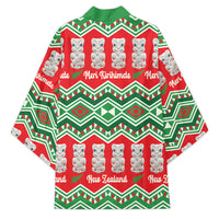 New Zealand Christmas In July Kimono Meri Kirihimete Hei Tiki Taniko Motifs Seamless LT14 - Polynesian Pride