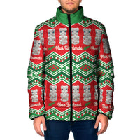New Zealand Christmas In July Padded Jacket Meri Kirihimete Hei Tiki Taniko Motifs Seamless LT14 Men Red - Polynesian Pride