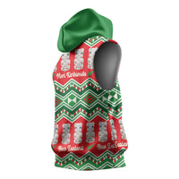 New Zealand Christmas In July Sleeveless Hoodie Meri Kirihimete Hei Tiki Taniko Motifs Seamless LT14 - Polynesian Pride