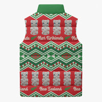 New Zealand Christmas In July Sleeveless Puffer Jacket Meri Kirihimete Hei Tiki Taniko Motifs Seamless LT14 - Polynesian Pride