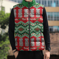 New Zealand Christmas In July Sleeveless Puffer Jacket Meri Kirihimete Hei Tiki Taniko Motifs Seamless LT14 - Polynesian Pride