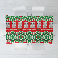New Zealand Christmas In July Tablecloth Meri Kirihimete Hei Tiki Taniko Motifs Seamless LT14 Red - Polynesian Pride